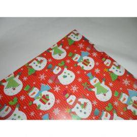 Бумага мелованная Снеговечки на красном