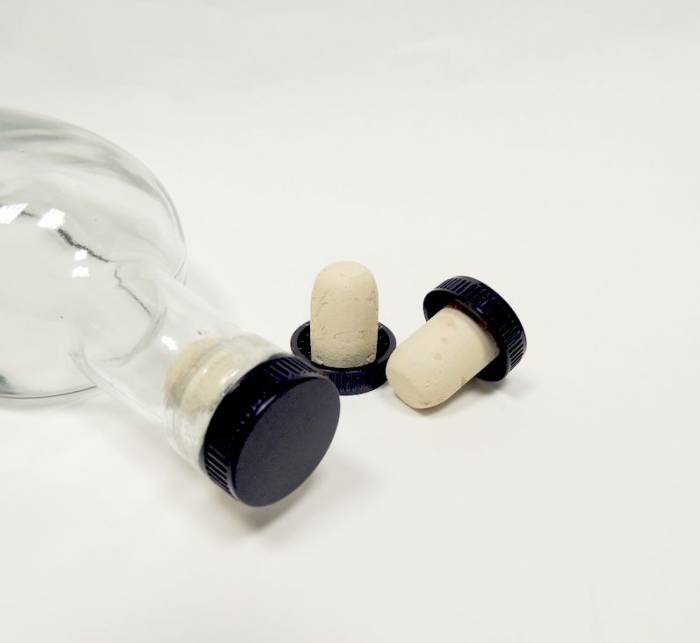 Пробка коньячная универсальная с натуральным корковым низом типа Т-образка. Продажа корковых пробок 18 мм