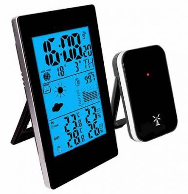 Беспроводная черная метеостанция барометр гигрометр и термометр Цеханув