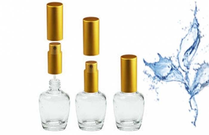 Бутылочка стеклянная "Гестия золотая" 12 мл с металлическим пульверизатором