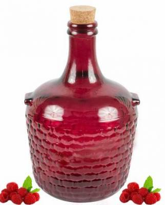 Декоративный малиновый стеклянный галлон с пробкой 4 литра Олесница