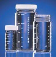 Бутылки градуированные с широким горлом, крышка - ПТФЭ, 125 мл