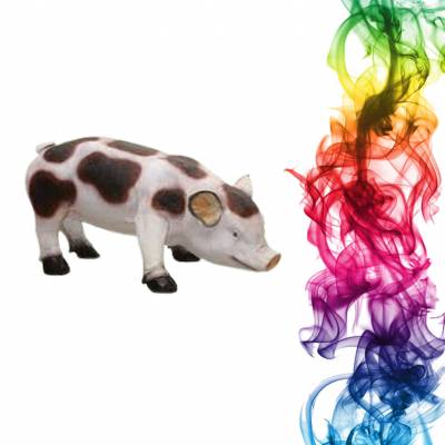 Садовая фигура купить Кабанчик пятнистый высота 19 см апельсин