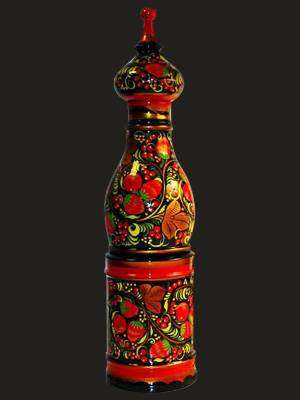 Матрешка "Петриківський розпис" можно использовать как футляр для бутылки; ручная роспись 
