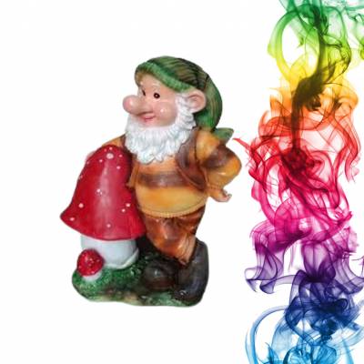 Садовая фигура купить Гном с грибом высота 45 см мандарин