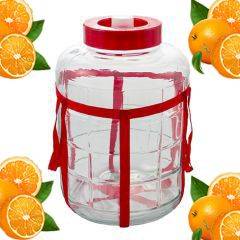 Банка-бочонок стеклянная с гидрозатвором в обвязке 32 литра Городок