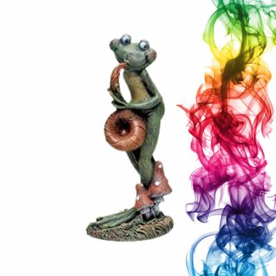 Садовая фигура купить Лягушка саксафонистка высота 44 см слива