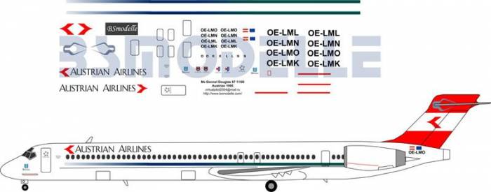 Купити Купити Деколь для авиамодели МД-87 а.к. Аустриан 1\100 в Україні в Україні