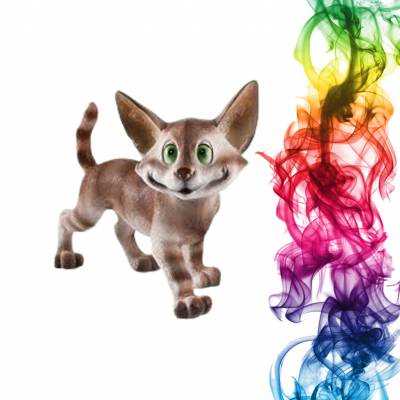 Садовая фигура купить Кот Васька стоячий высота 21 см сирень