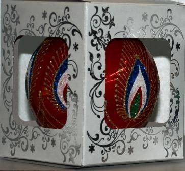 Жар птица на бирюзовом - Елочная игрушка - 80 мм