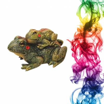 Садовая фигура купить Лягушка с лягушонком высота 13 см туя