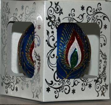 Жар птица на синем - Елочная игрушка - 80 мм