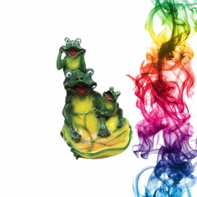 Садовая фигура купить Трое лягушат высота 32 см ежевика