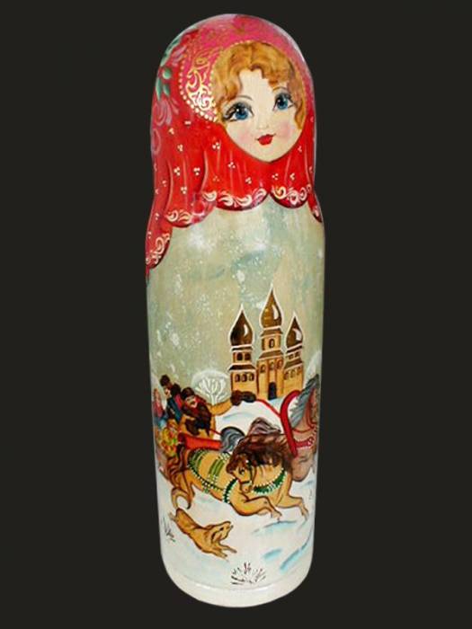 Купити Купити Матрешка "Зимние гуляния" можно использовать как футляр для бутылки; ручная роспись  в Україні в Україні