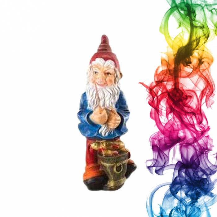 Садовая фигура купить Гном рыбачок высота 38 см гранат