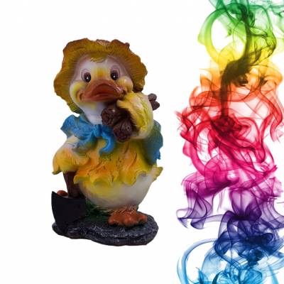 Садовая фигура купить Утенок дровосек высота 37 см лимон