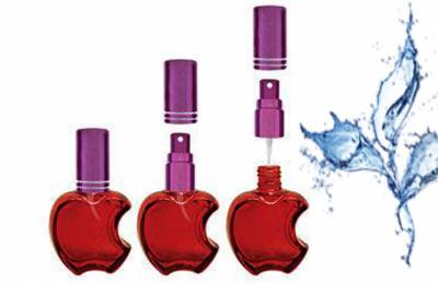 Стеклянный флакон для парфюмерии 20 мл с металлическим фиолетовым распылителем и колпачком &quot;Лого красное&quot;