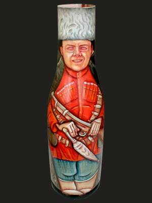 Матрешка "Кубанский казак" можно использовать как футляр для бутылки; ручная роспись 