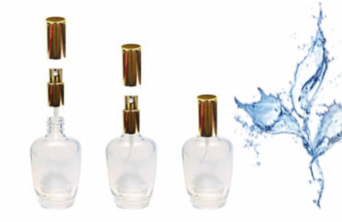 Флакон стеклянный с металическим распылителем и крышечкой "Гиада золотистая" 55 мл