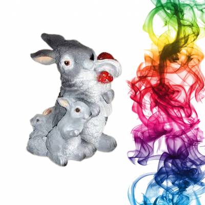 Садовая фигура купить Три зайца высота 27 см апельсин