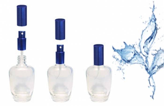 Флакон стеклянный с металическим распылителем и крышечкой "Гиада синяя" 55 мл
