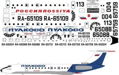 Деколь для авиамодели Ту-134 а.к. Пулково 1\100