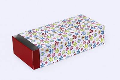 Коробочка Пикардия с цветочным рисунком красная