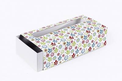 Бонбоньерка Пикардия цветочной расцветки белая с окошком