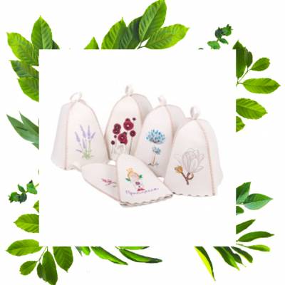 Шапка для сауны светло-серый войлок окопник