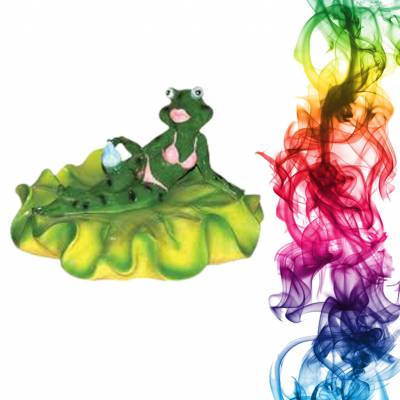 Садовая фигура купить Жабка высота 18 см лайм