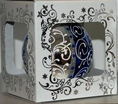 Четыре доли геометрия синий - Елочная игрушка - 80 мм.