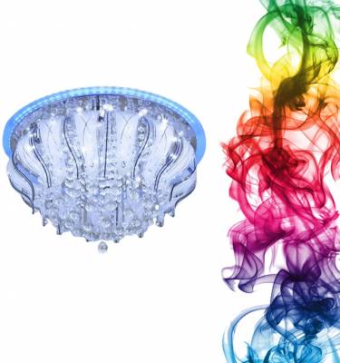Купить Хрустальная люстра с пультом ДУ Eurosvet Soffite 80119/8 хром/синий+красный+фиолетовый Эйн