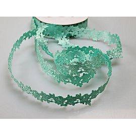 Лента атласная кружевная Роза 20 м ментоловая