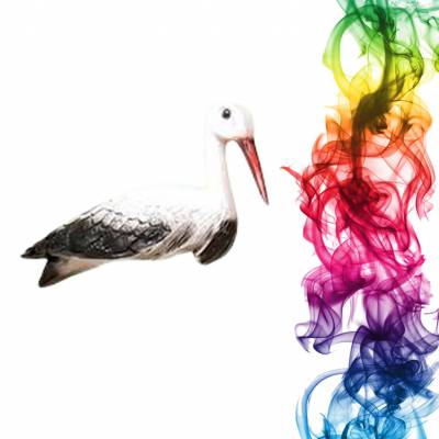 Садовая фигура купить Аист для гнезда высота 39 см абрикос