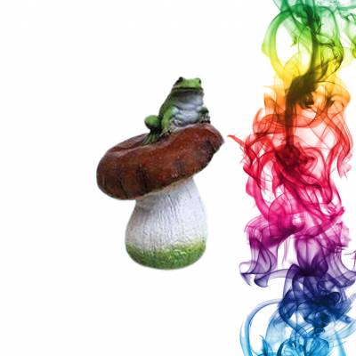 Садовая фигура купить Грибок белый с жабкой высота 23 см айва