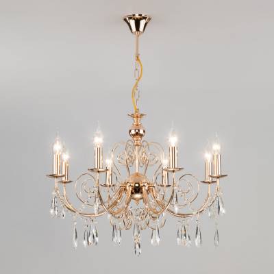 Купить Подвесная люстра с хрусталем Eurosvet Wispa 10094/8 золото/прозрачный хрусталь Strotskis Ювал