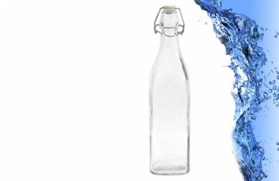 Стеклянная бутылка квадратная с пробкой 1л Озон