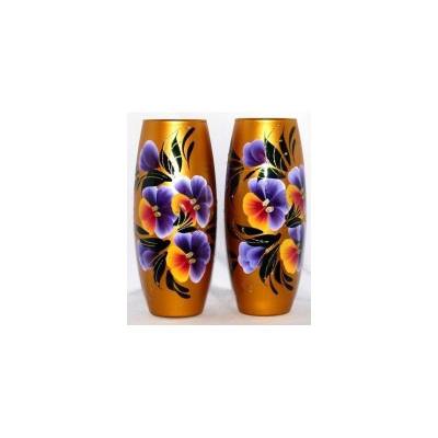 Художественная роспись фиалка на окрашенном стекле Вила-Франка