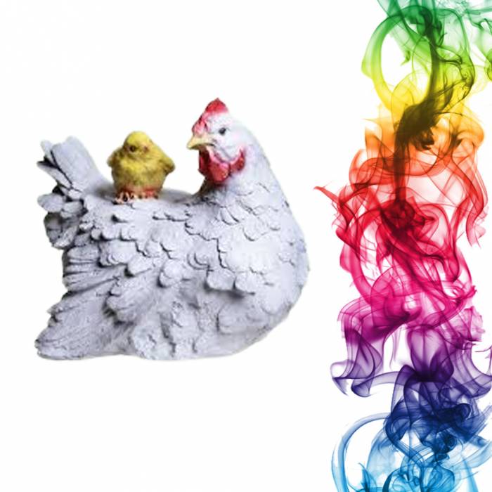 Садовая фигура купить Курица с цыпленком высота 23 см гранат