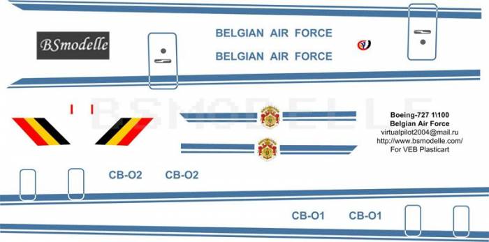 Купити Купити Деколь для авиамодели Б-727 ВВС Бельгии 1\100 в Україні в Україні