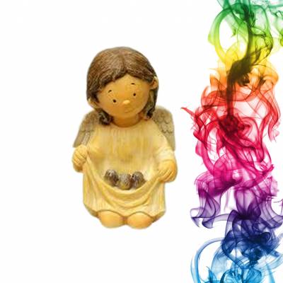 Садовая фигура купить Ангелок высота 30 см малина