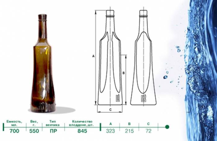 Купити Купити Бутылка стеклянная для спиртных напитков "Шико" 0.7 л  в Україні в Україні