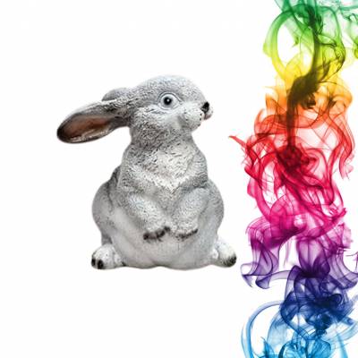 Садовая фигура купить Зайчонок Тимоха высота 19 см смородина