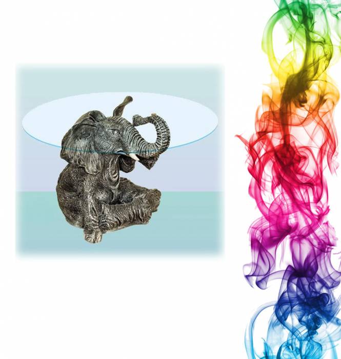 Журнальный столик купить Слон высота 46 см стекло 60 см терен