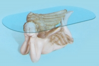 Журнальный столик купить Мечтающий ангел высота 44 см стекло 107x65 киви