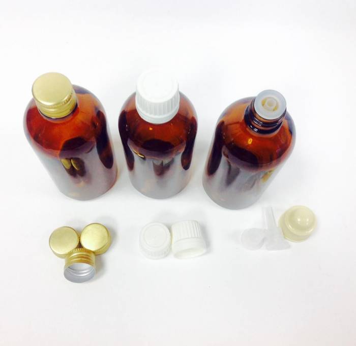 Маленькая стеклянная бутылочка флакон коричневого цвета с узким горлом под закрутку Браво 100 мл купить в Киеве Москве 