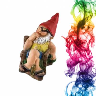 Садовая фигура купить Гном на отдыхе  высота 70 см мандарин