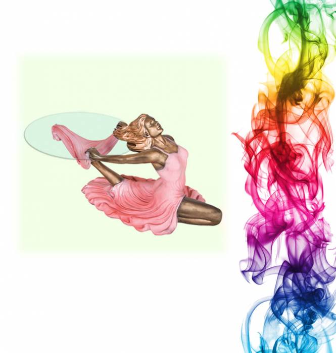 Журнальный столик купить Танец высота 60 см стекло 70 см абрикос