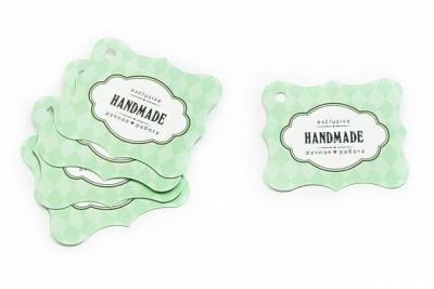 Бирка для упаковки "Hand made" ментоловая